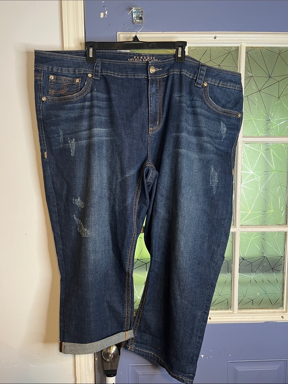 Melissa McCarthy  seven7 size 28W Plus-Size Dark Wash Distressed Women’s Jeans